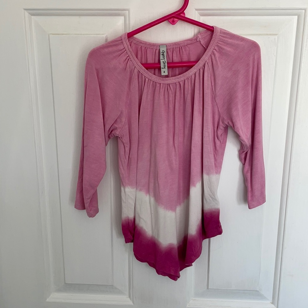 Girls long sleeve pink and white top size 4